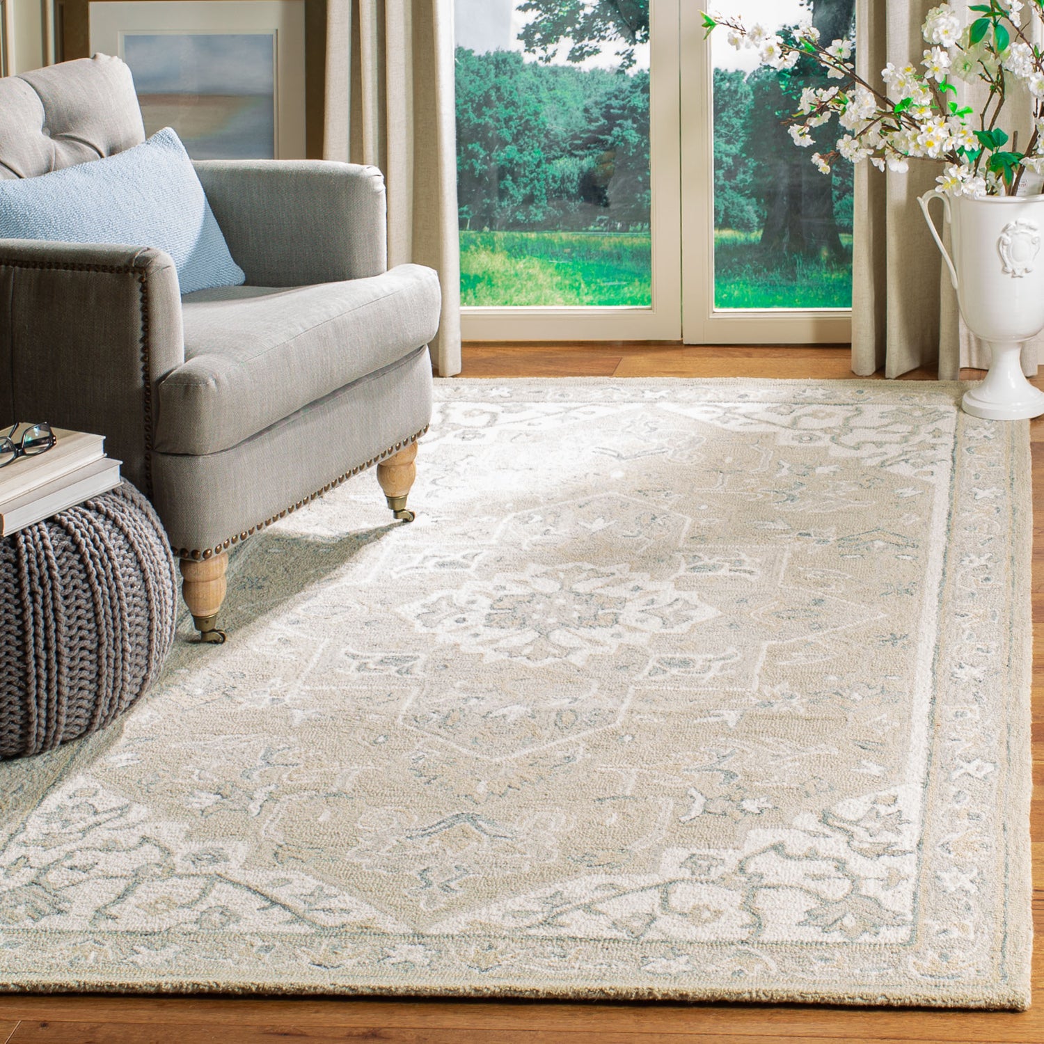 Safavieh Micro-Loop Mlp505F Light Grey/Ivory Rugs.