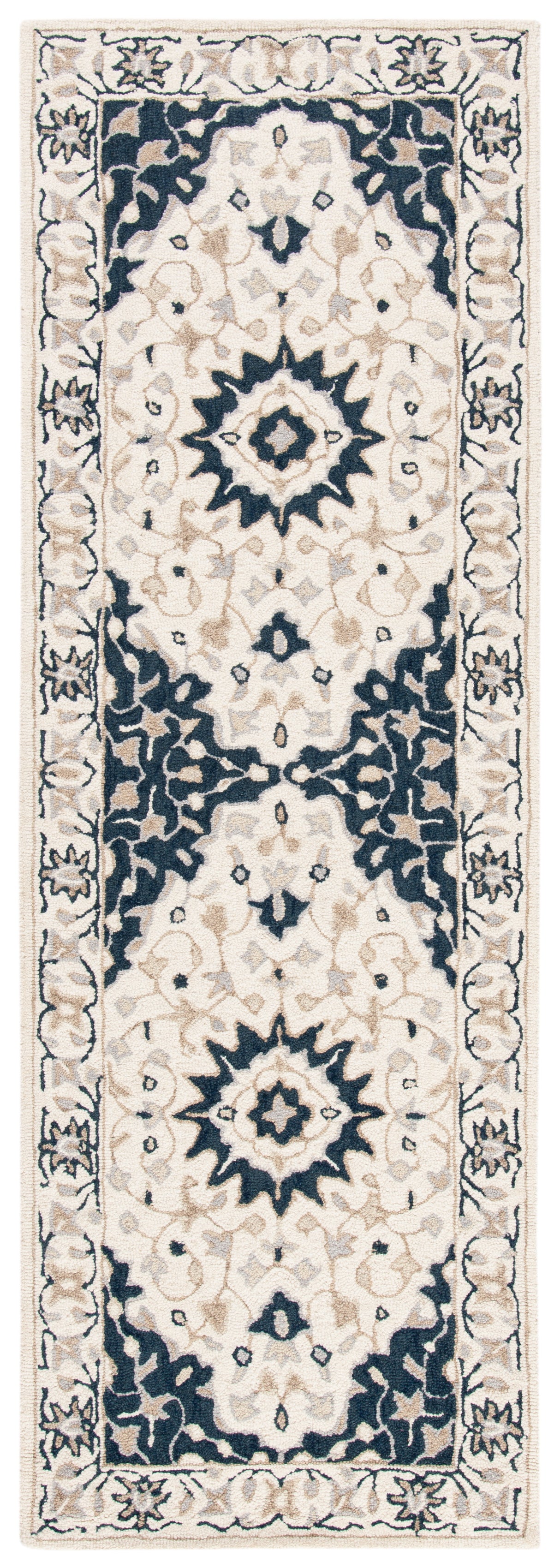 Safavieh Micro-Loop Mlp508A Ivory/Navy Rugs.