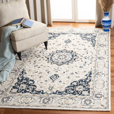 Safavieh Micro-Loop Mlp508A Ivory/Navy Rugs.