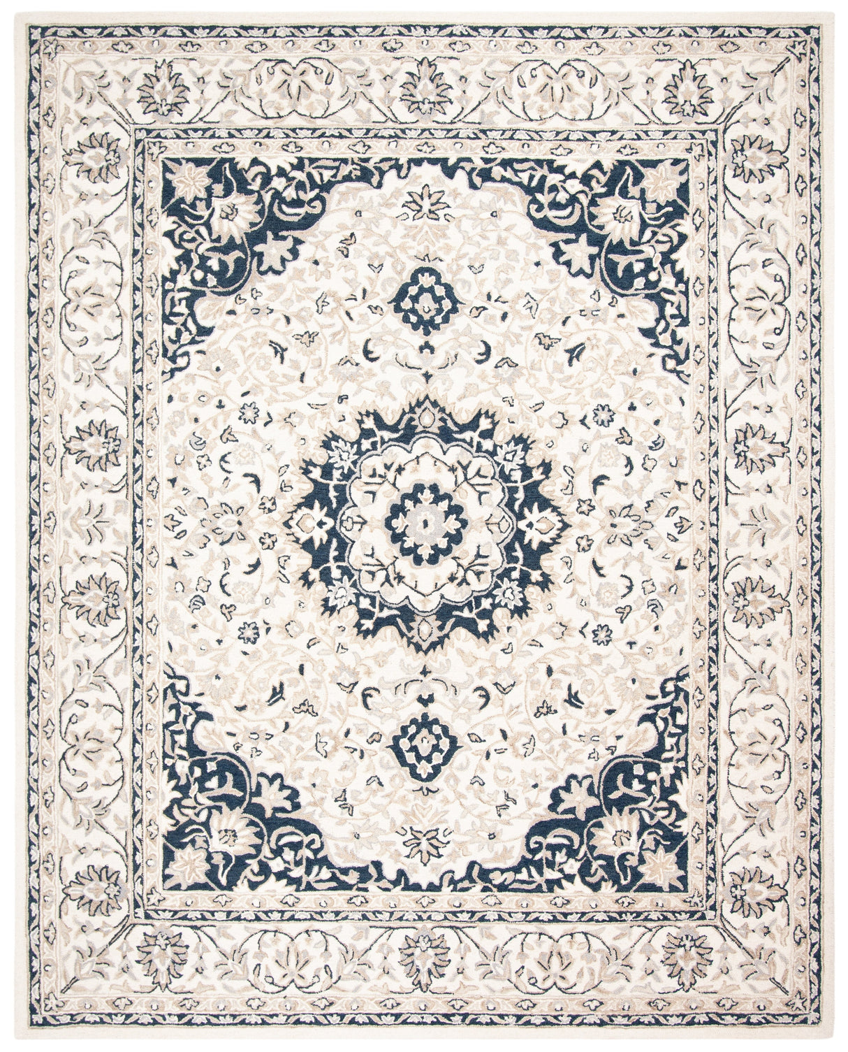 Safavieh Micro-Loop Mlp508A Ivory/Navy Rugs.