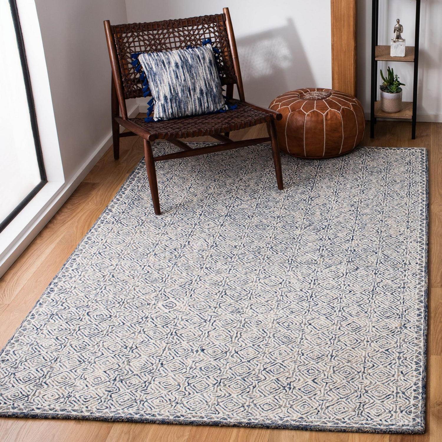 Safavieh Micro-Loop Mlp526N Navy/Ivory Rugs.