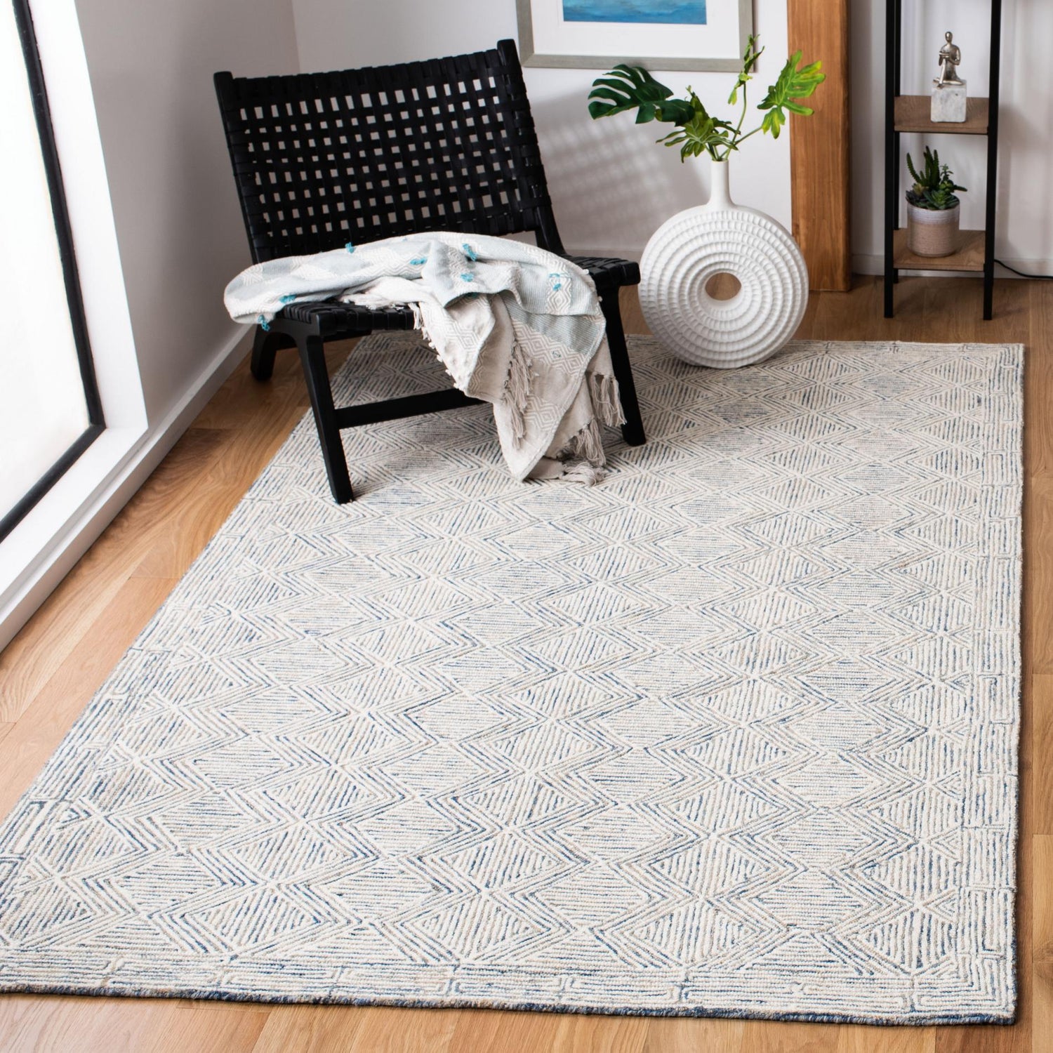 Safavieh Micro-Loop Mlp538M Blue/Ivory Rugs.