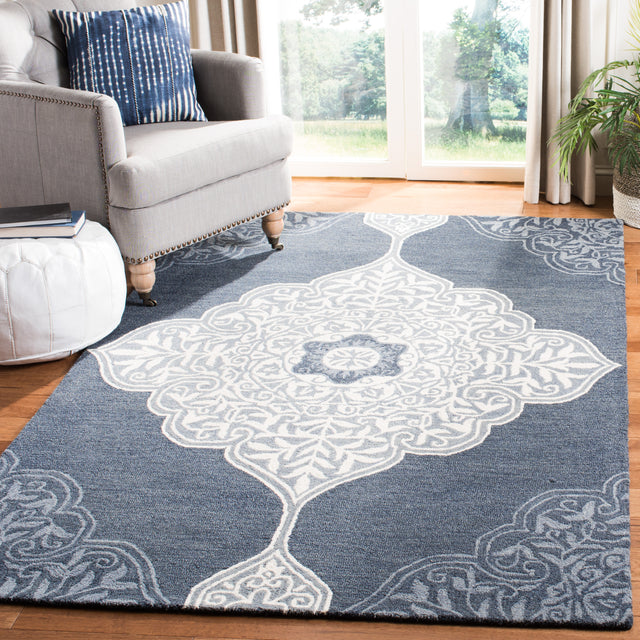 Safavieh Micro-Loop Mlp620F Grey/Navy Rugs.