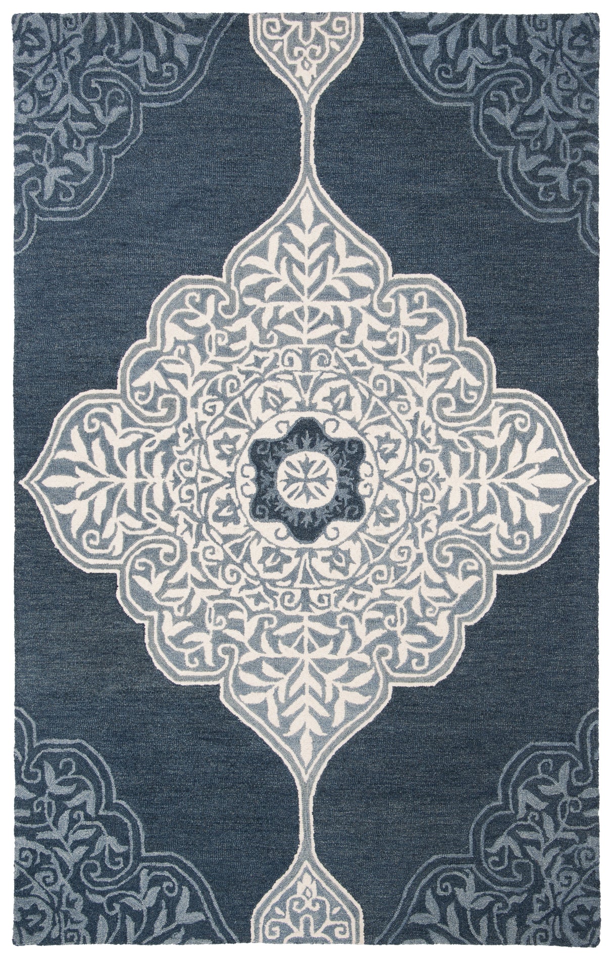 Safavieh Micro-Loop Mlp620F Grey/Navy Rugs.