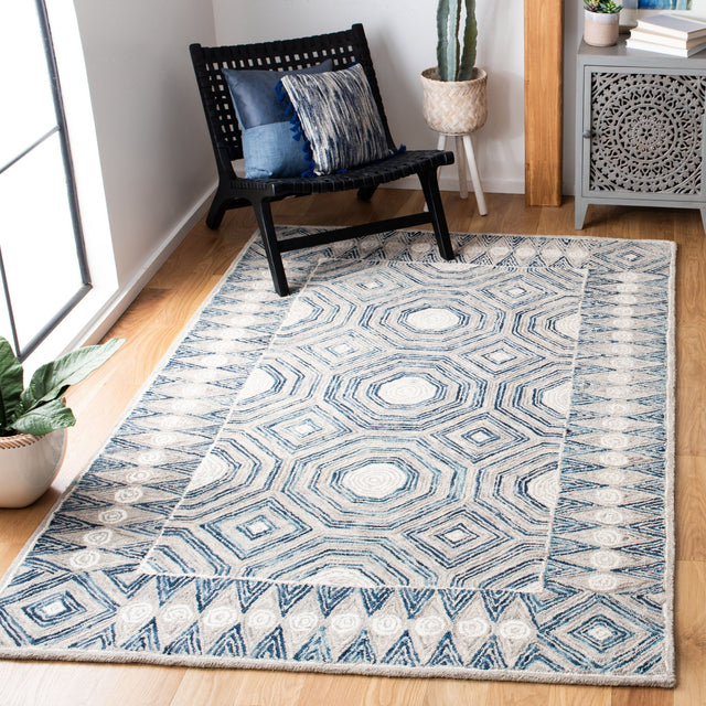 Safavieh Micro Loop Mlp639A Ivory/Blue Rug.