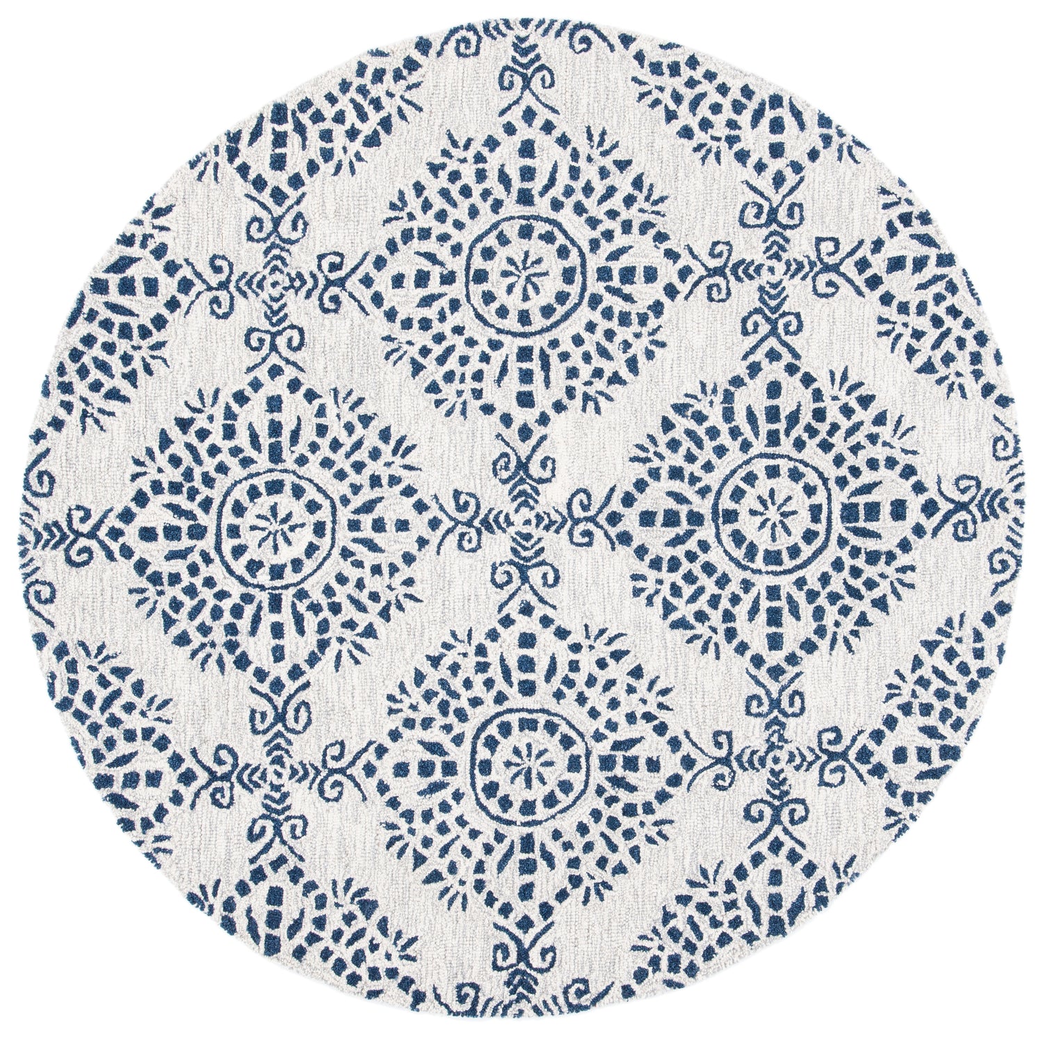 Safavieh Micro-Loop Mlp647A Ivory/Blue Rugs.