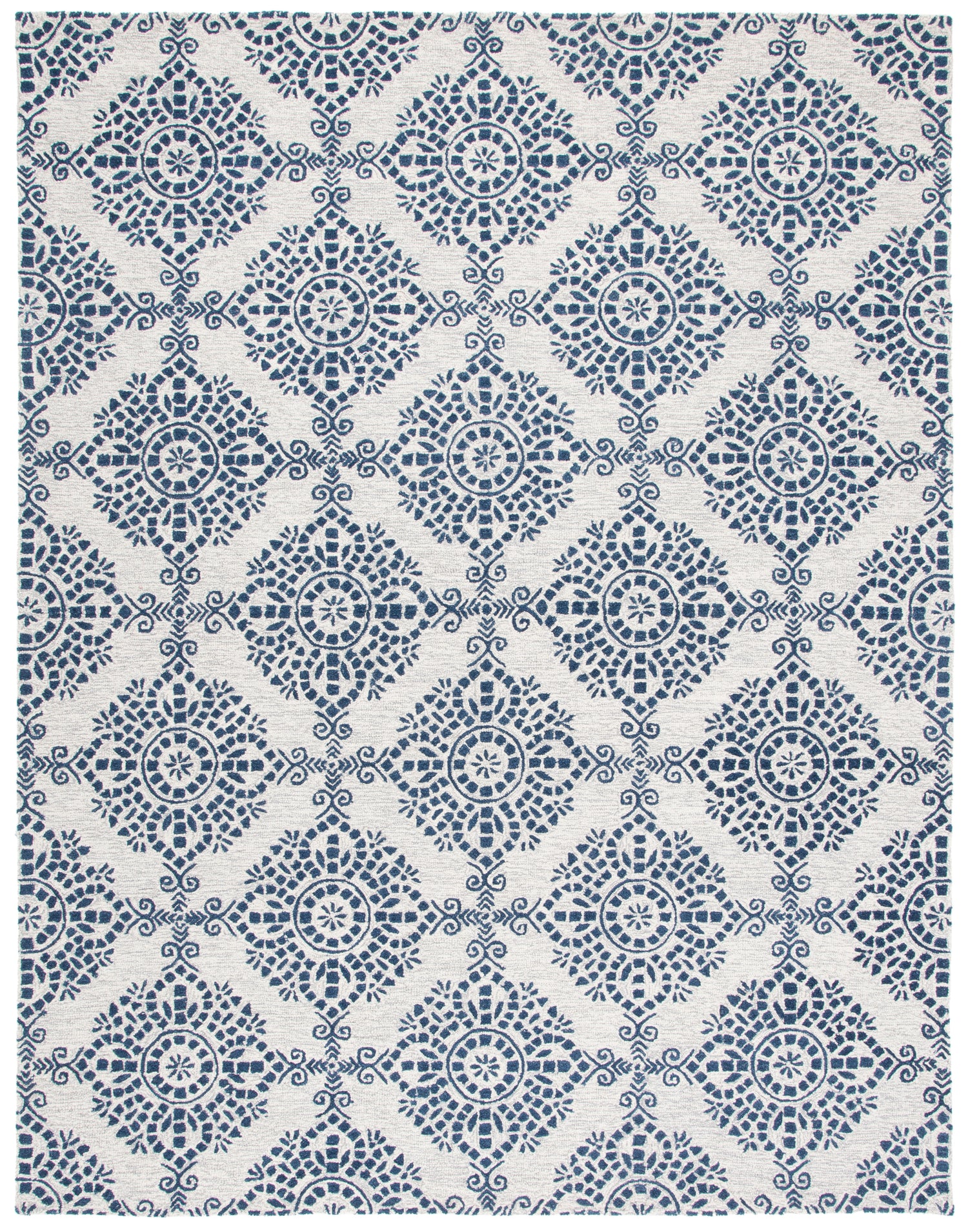 Safavieh Micro-Loop Mlp647A Ivory/Blue Rugs.