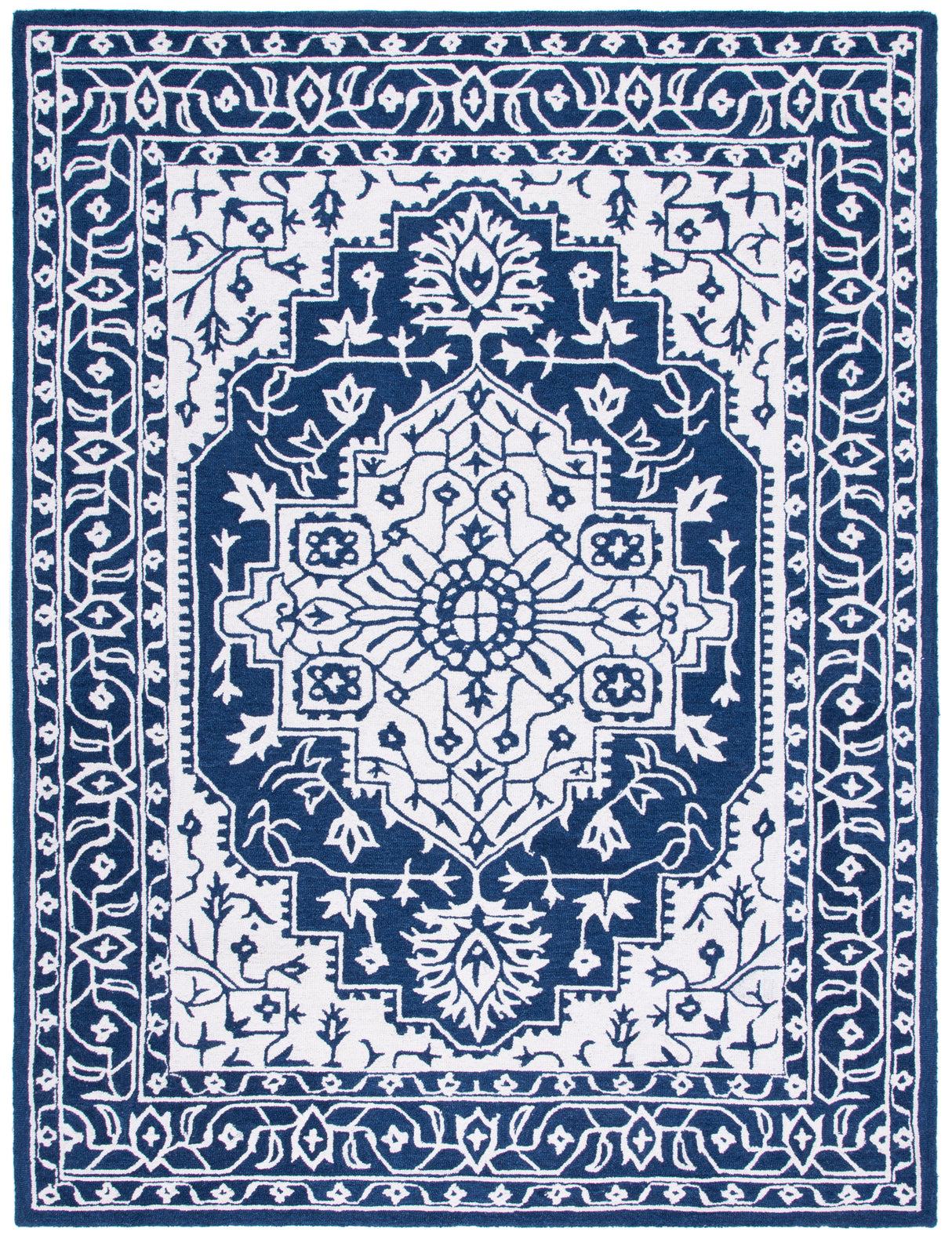 Safavieh Micro-Loop Mlp648N Navy/Ivory Rugs.