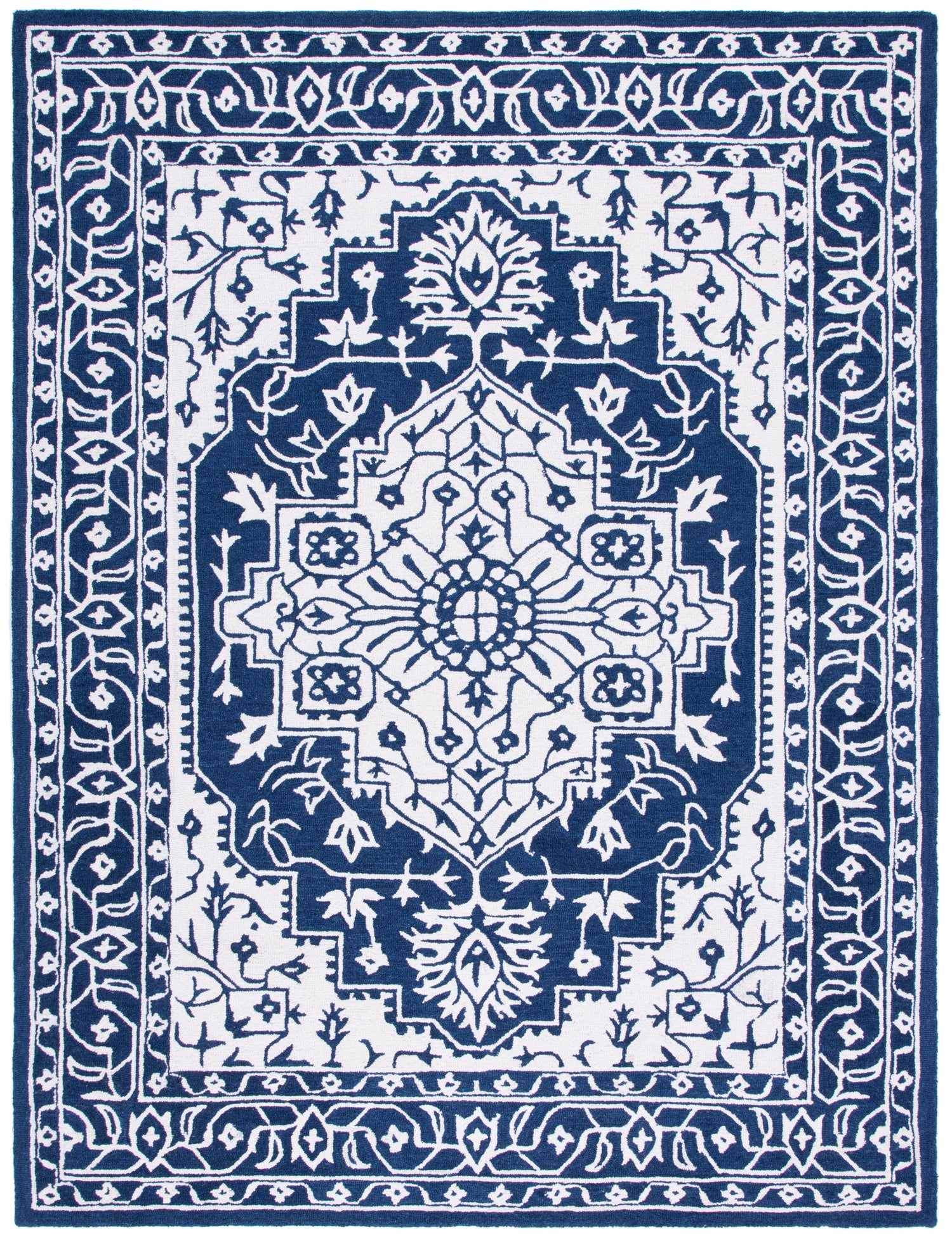 Safavieh Micro-Loop Mlp648N Navy/Ivory Rugs.