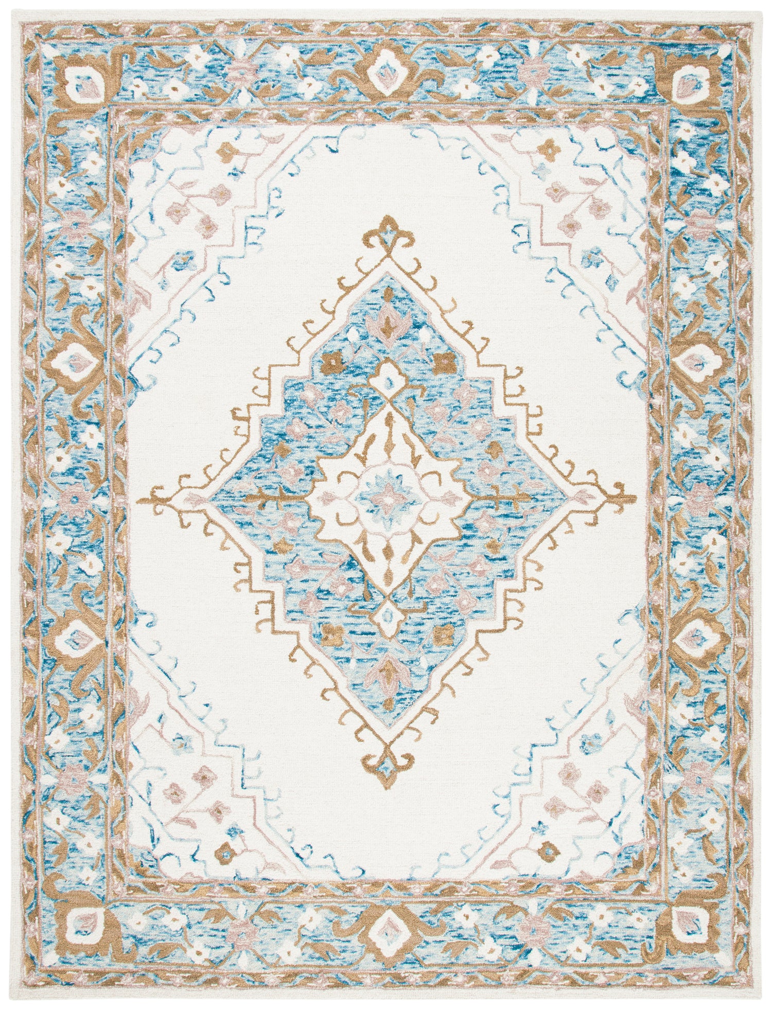 Safavieh Micro-Loop Mlp953A Ivory/Blue Rugs.