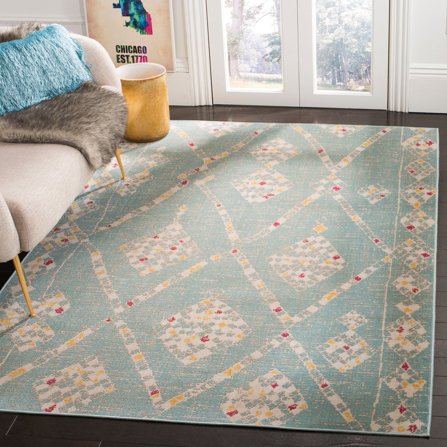 Safavieh Montage Mtg381J Aqua/Beige Rug.