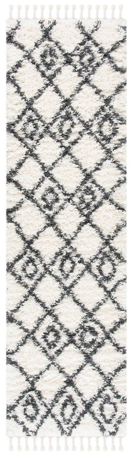 Safavieh Moroccan Tassel Shag Mts335A Ivory/Dark Grey Rug.