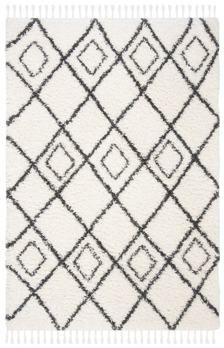 Safavieh Moroccan Tassel Shag Mts335A Ivory/Dark Grey Rug.