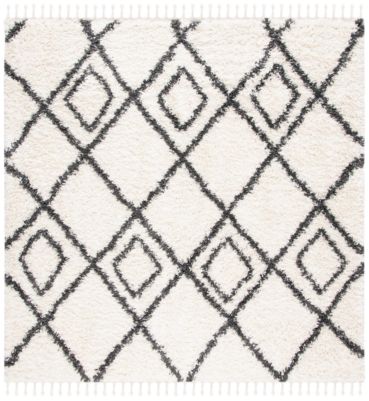 Safavieh Moroccan Tassel Shag Mts335A Ivory/Dark Grey Rug.