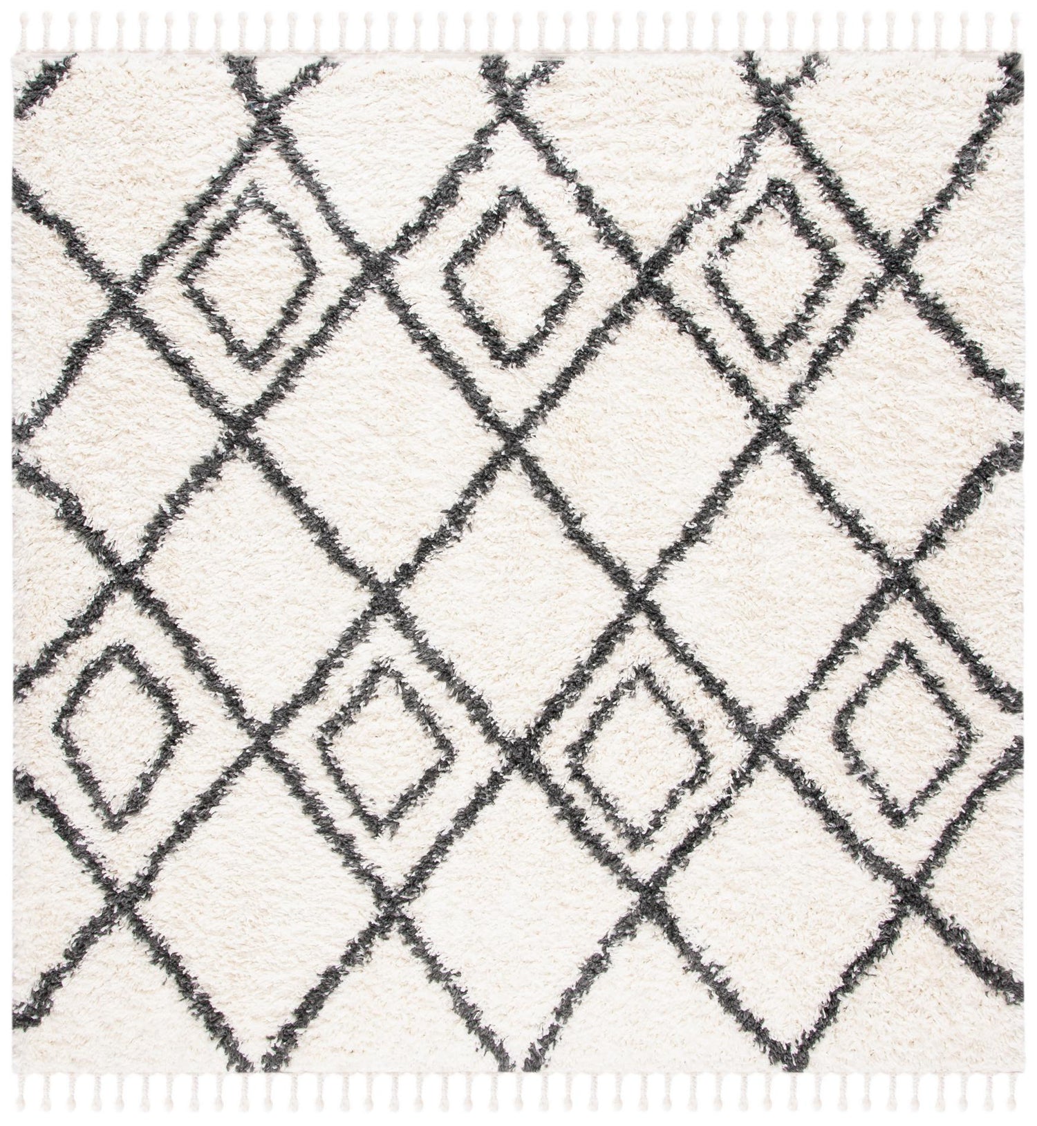 Safavieh Moroccan Tassel Shag Mts335A Ivory/Dark Grey Rug.