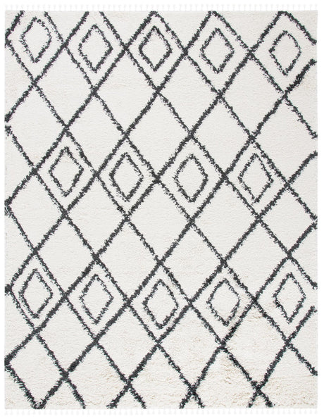 Safavieh Moroccan Tassel Shag Mts335A Ivory/Dark Grey Rug.