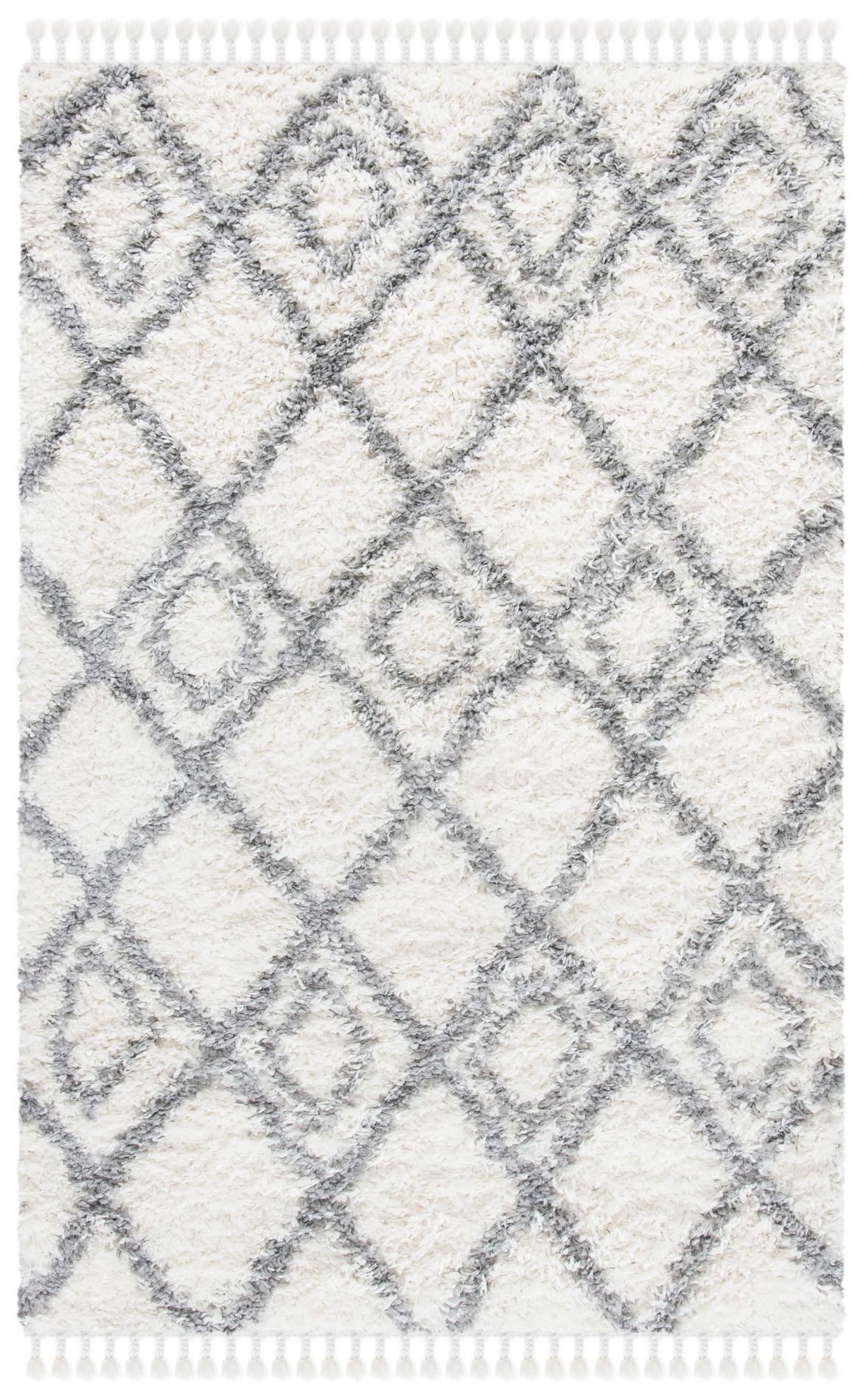Safavieh Moroccan Tassel Shag Mts335B Ivory/Light Grey Rug.