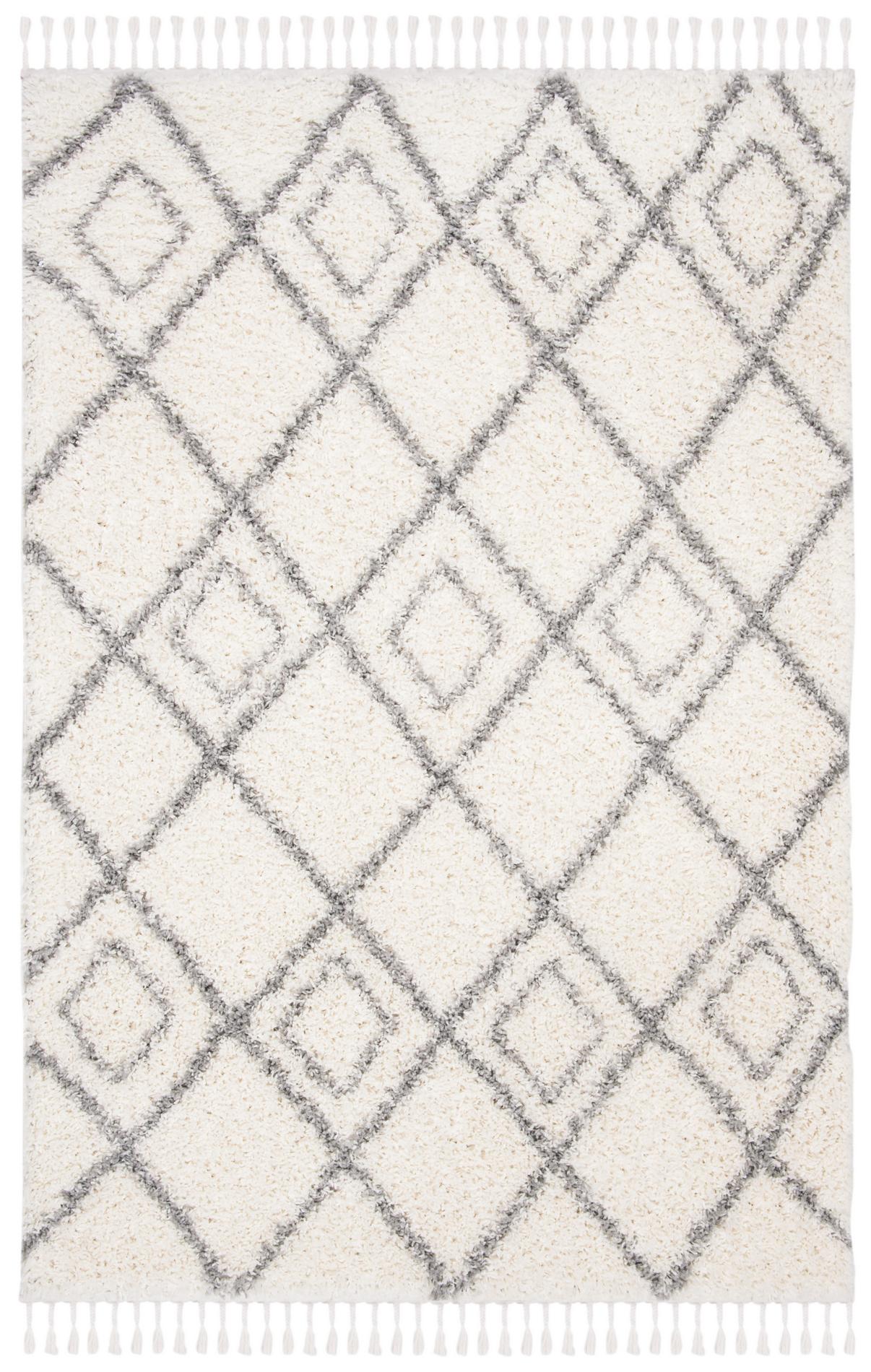 Safavieh Moroccan Tassel Shag Mts335B Ivory/Light Grey Rug.