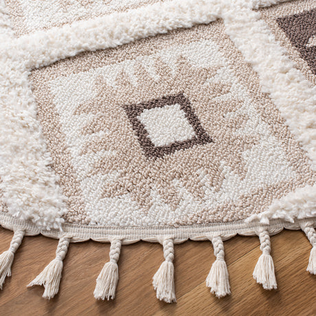 Safavieh Moroccan Tassel Shag Mts601A Ivory/Brown Rug.