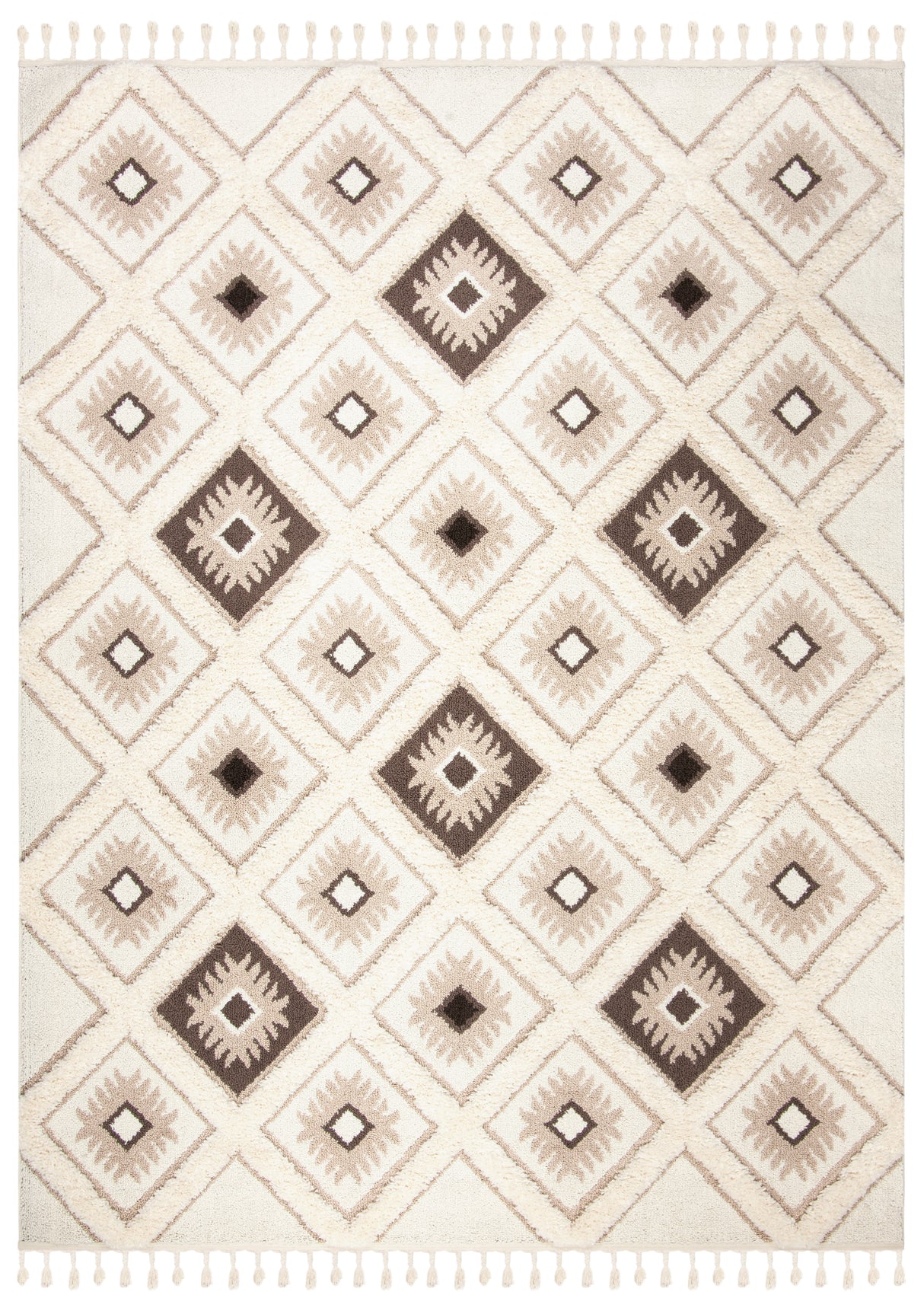 Safavieh Moroccan Tassel Shag Mts601A Ivory/Brown Rug.