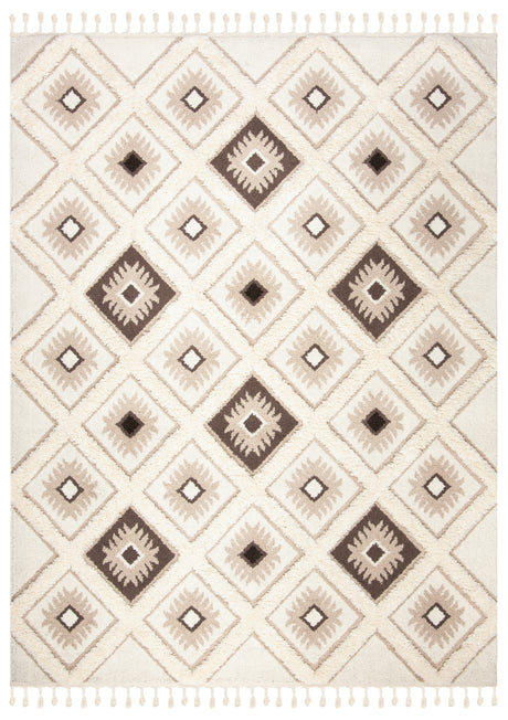 Safavieh Moroccan Tassel Shag Mts601A Ivory/Brown Rug.