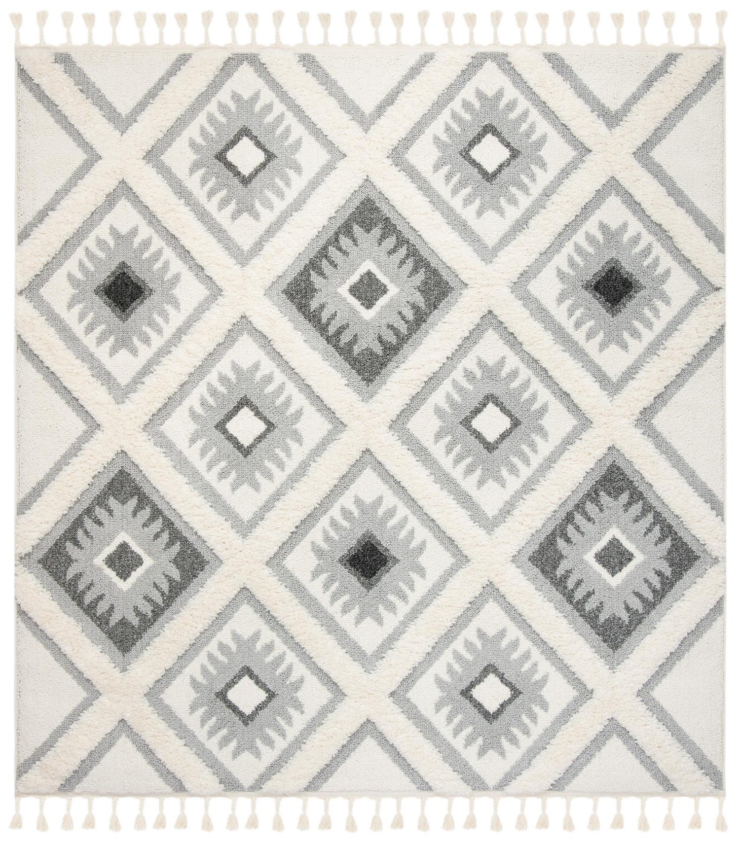 Safavieh Moroccan Tassel Shag Mts601F Ivory/Grey Rug.