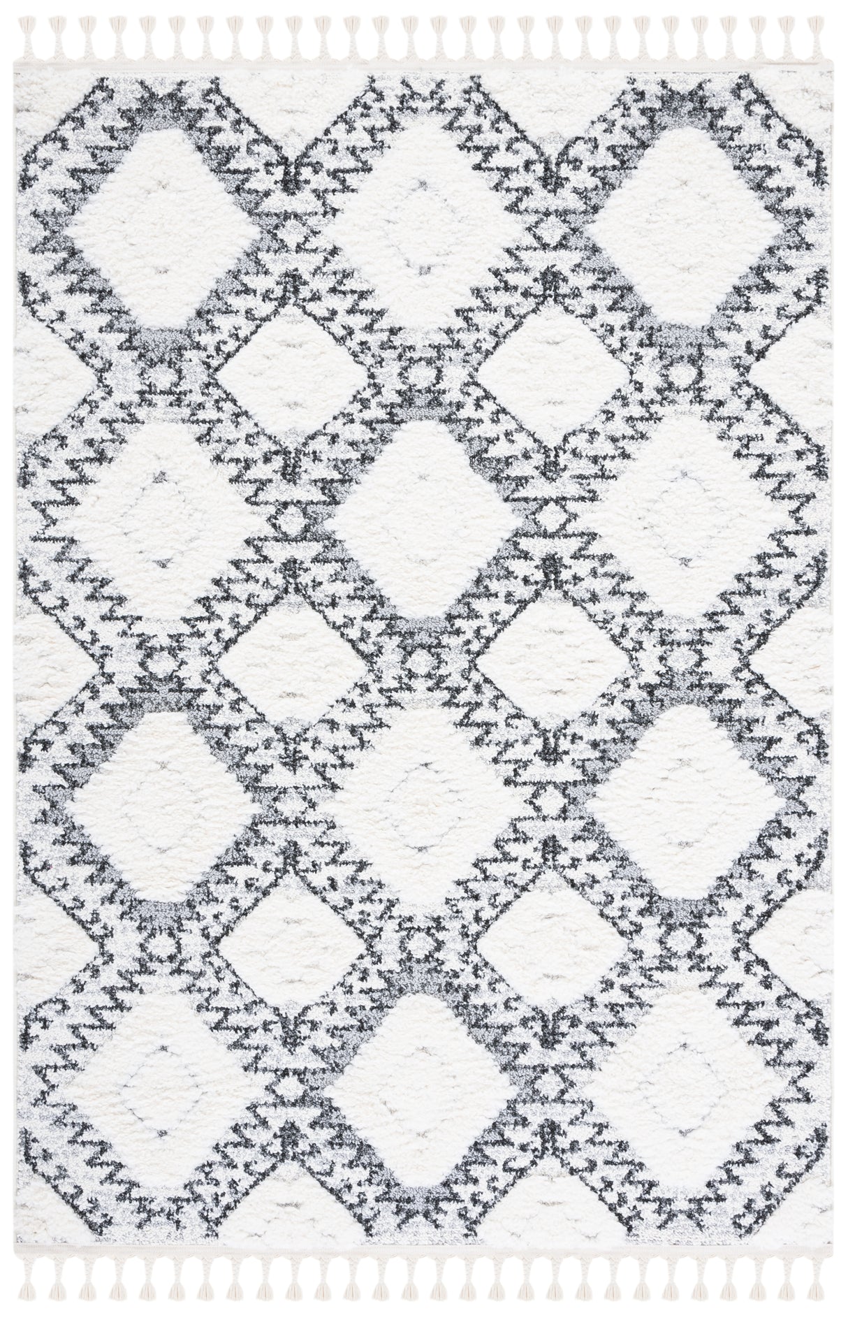 Safavieh Moroccan Tassel Shag Mts616A Ivory/Grey Rug.