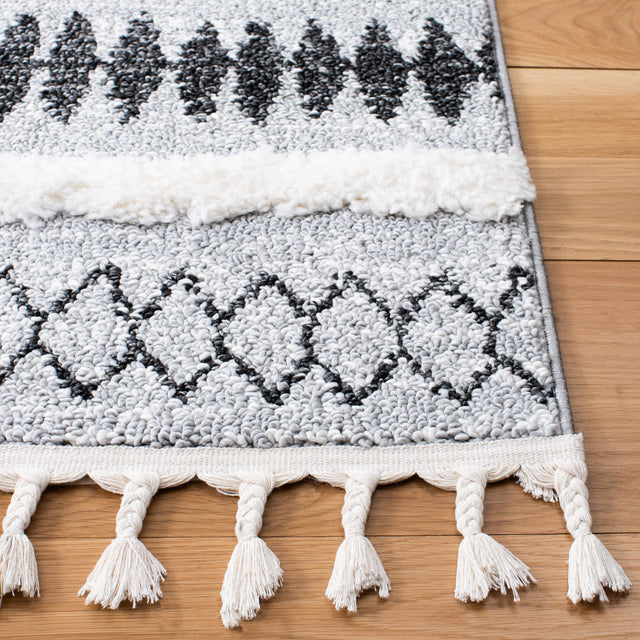 Safavieh Moroccan Tassel Shag Mts634F Grey/Black Rug.