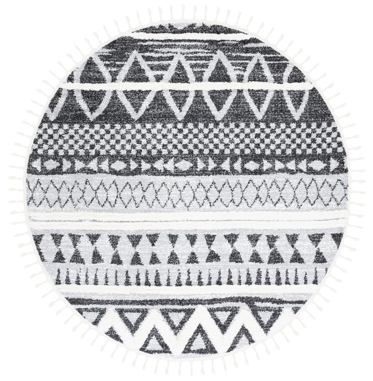 Safavieh Moroccan Tassel Shag Mts634F Grey/Black Rug.