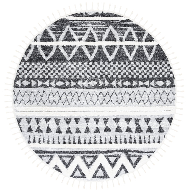 Safavieh Moroccan Tassel Shag Mts634F Grey/Black Rug.