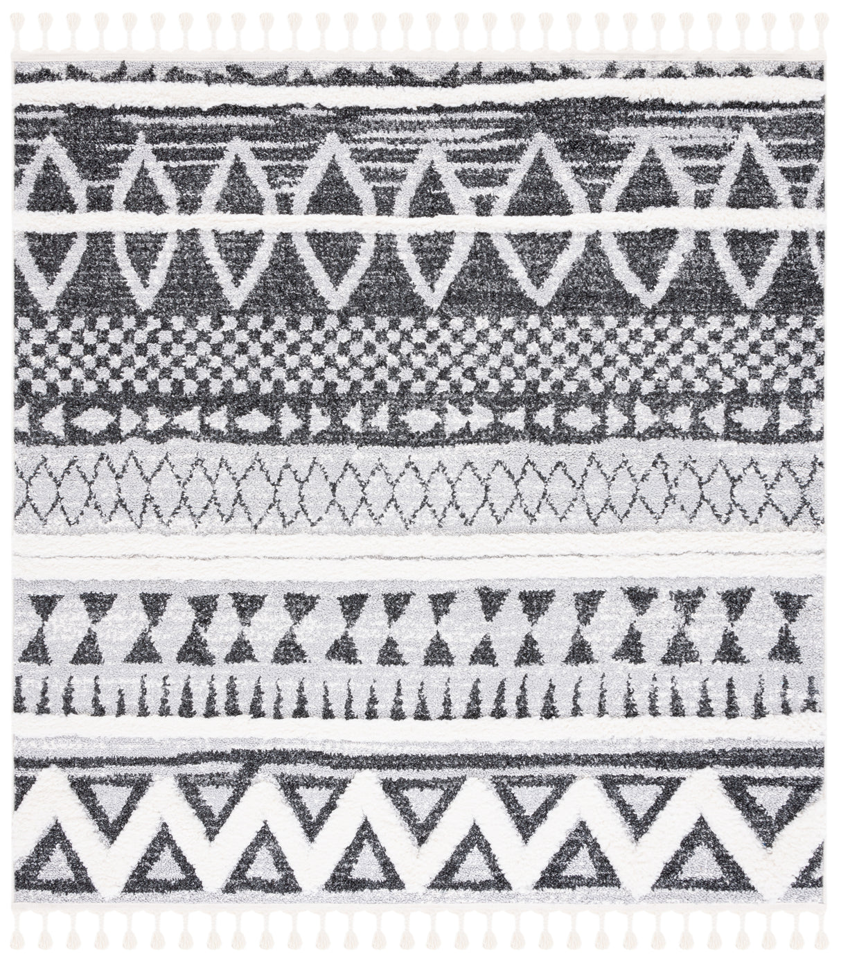 Safavieh Moroccan Tassel Shag Mts634F Grey/Black Rug.