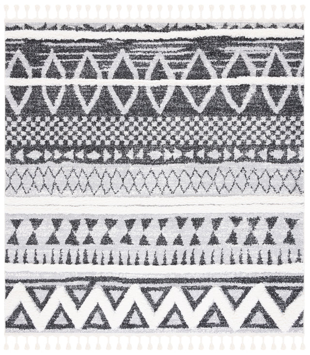 Safavieh Moroccan Tassel Shag Mts634F Grey/Black Rug.