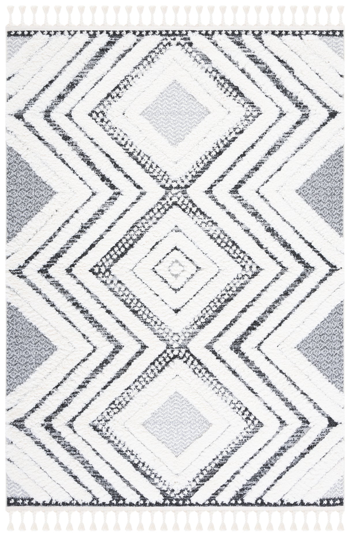 Safavieh Moroccan Tassel Shag Mts636A Ivory/Grey Rug.