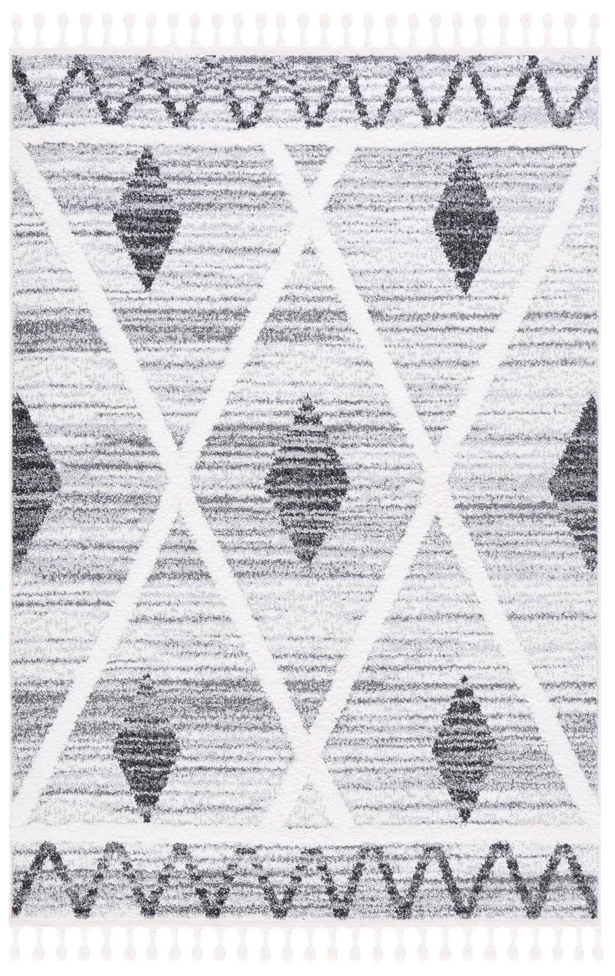 Safavieh Moroccan Tassel Shag Mts642F Grey/Ivory Rug.