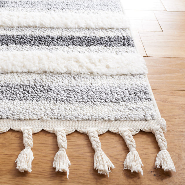 Safavieh Moroccan Tassel Shag Mts648A Ivory/Grey Rug.