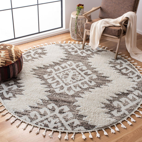 Safavieh Moroccan Tassel Shag Mts652A Ivory/Brown Rug.