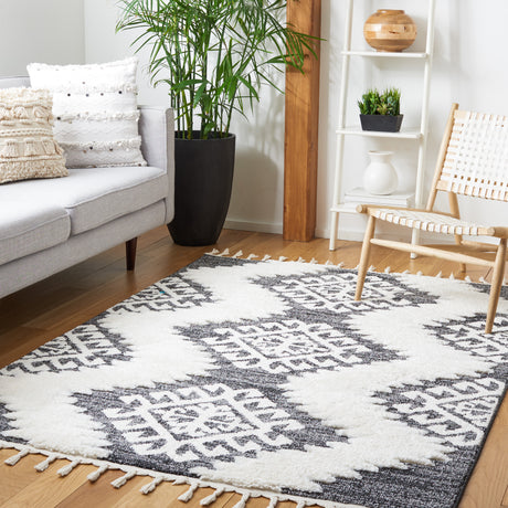 Safavieh Moroccan Tassel Shag Mts652H Dark Grey/Ivory Rugs.