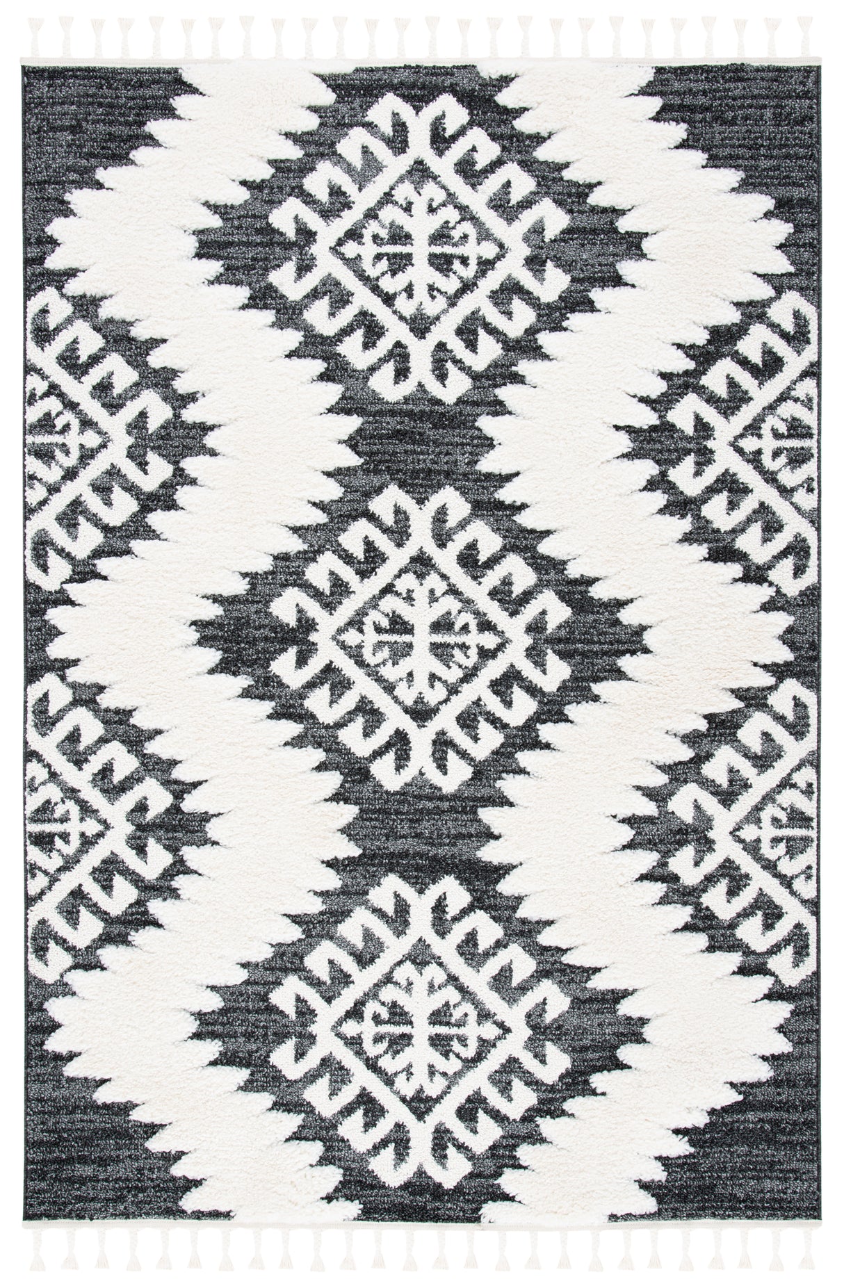 Safavieh Moroccan Tassel Shag Mts652H Dark Grey/Ivory Rugs.