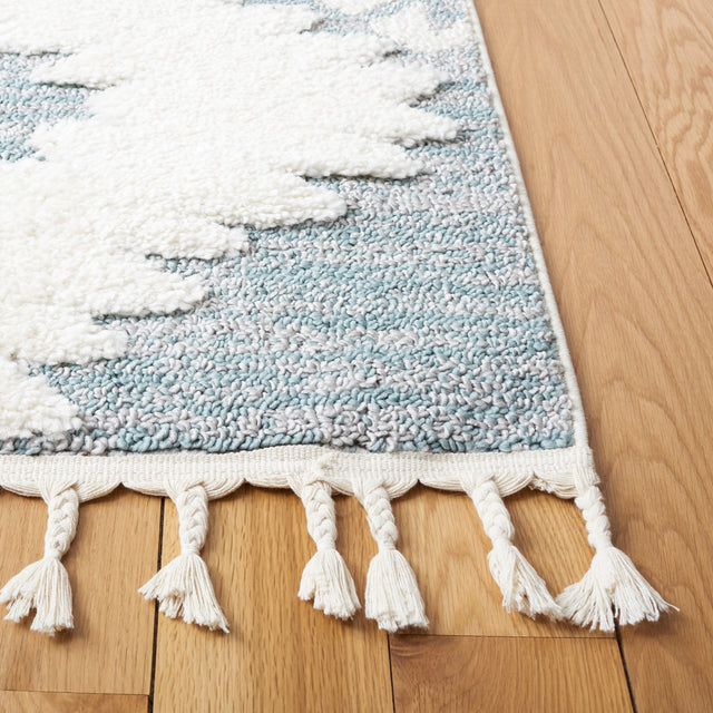 Safavieh Moroccan Tassel Shag Mts652K Teal/Ivory Rugs.