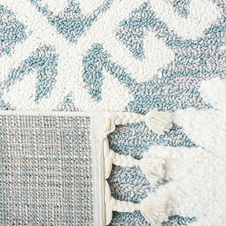 Safavieh Moroccan Tassel Shag Mts652K Teal/Ivory Rugs.