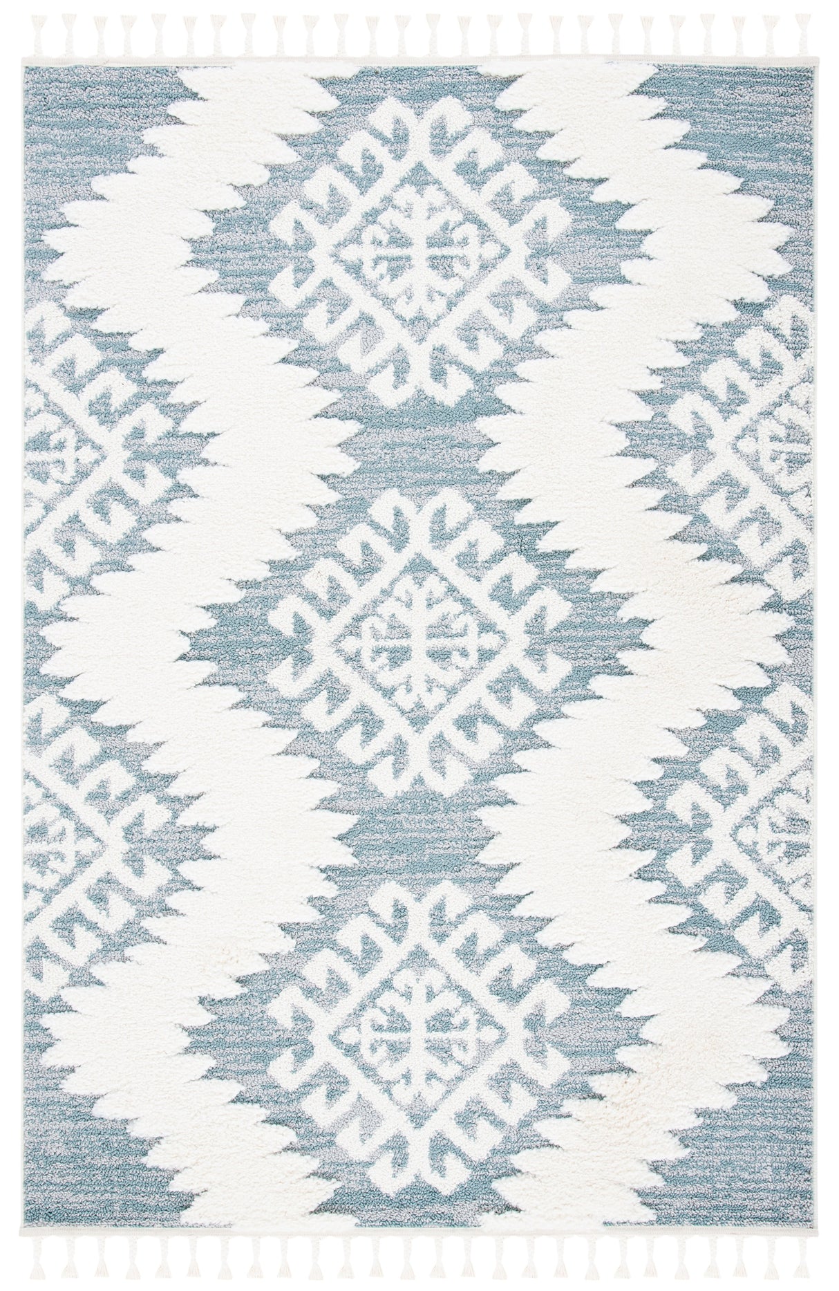 Safavieh Moroccan Tassel Shag Mts652K Teal/Ivory Rugs.