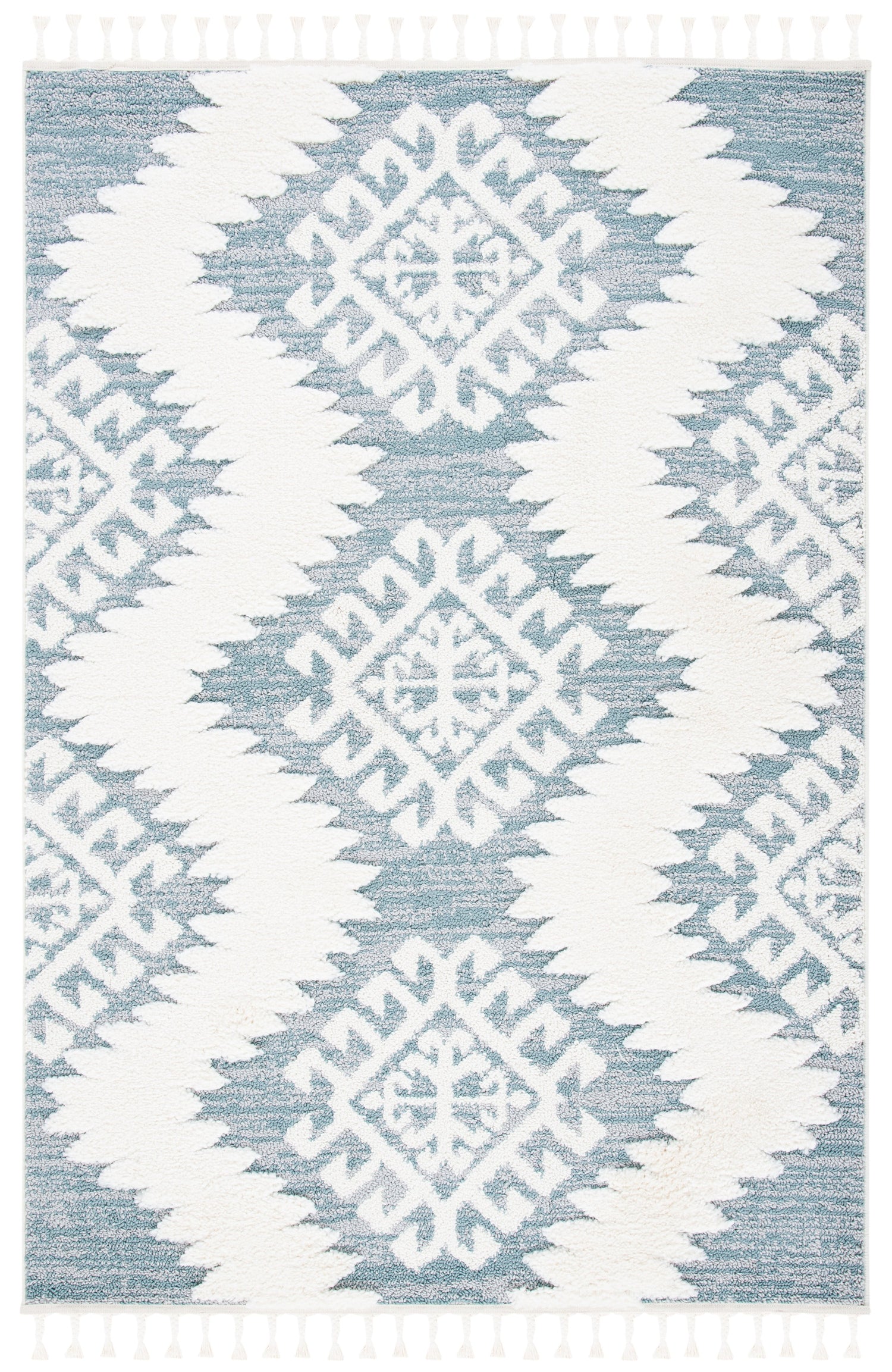 Safavieh Moroccan Tassel Shag Mts652K Teal/Ivory Rugs.