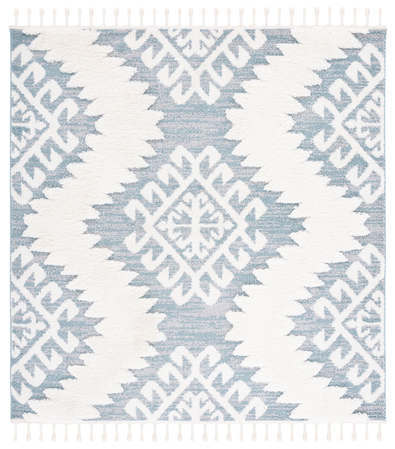 Safavieh Moroccan Tassel Shag Mts652K Teal/Ivory Rugs.