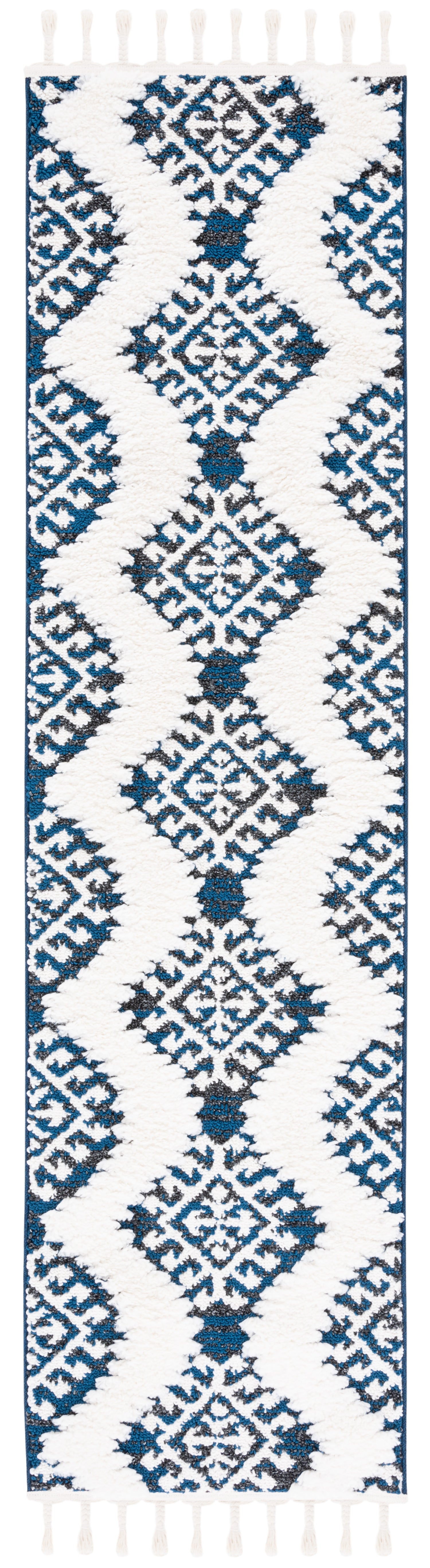 Safavieh Moroccan Tassel Shag Mts652N Navy/Ivory Rugs.