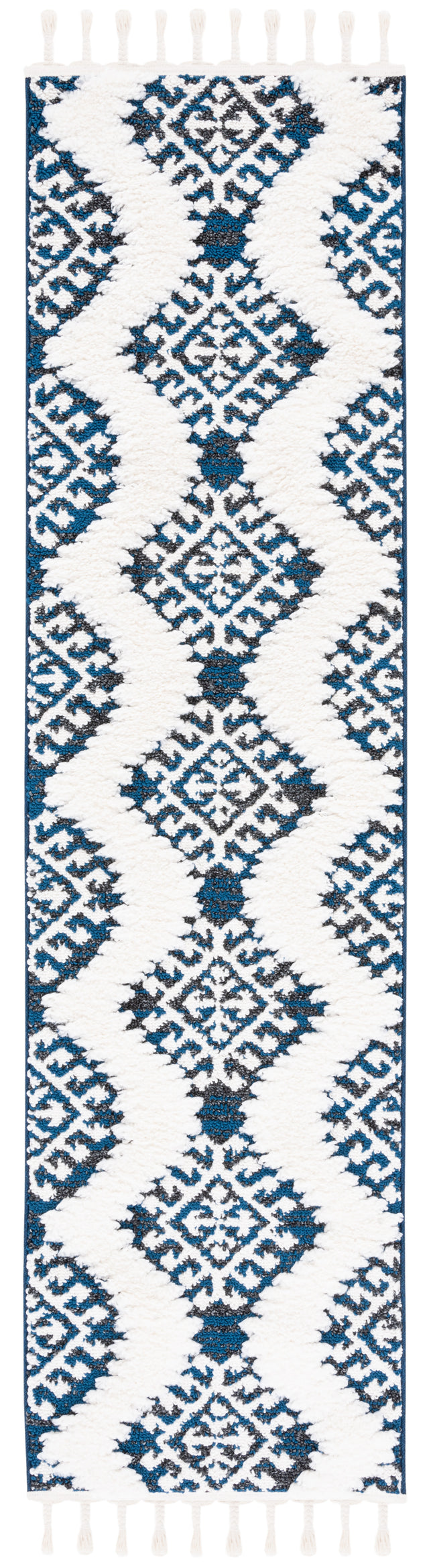 Safavieh Moroccan Tassel Shag Mts652N Navy/Ivory Rugs.