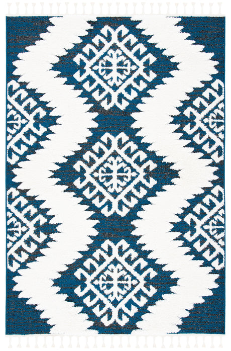 Safavieh Moroccan Tassel Shag Mts652N Navy/Ivory Rugs.