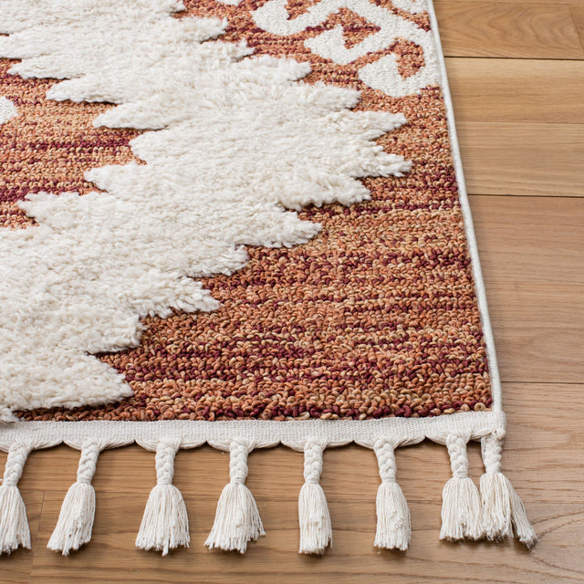 Safavieh Moroccan Tassel Shag Mts652P Orange/Ivory Rug.