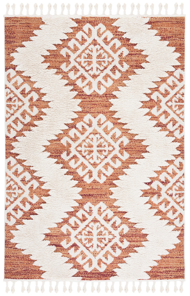 Safavieh Moroccan Tassel Shag Mts652P Orange/Ivory Rug.