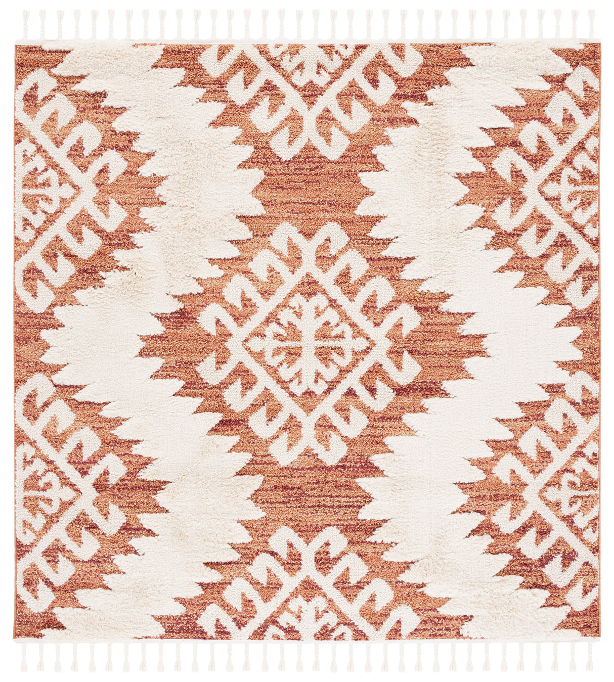 Safavieh Moroccan Tassel Shag Mts652P Orange/Ivory Rug.