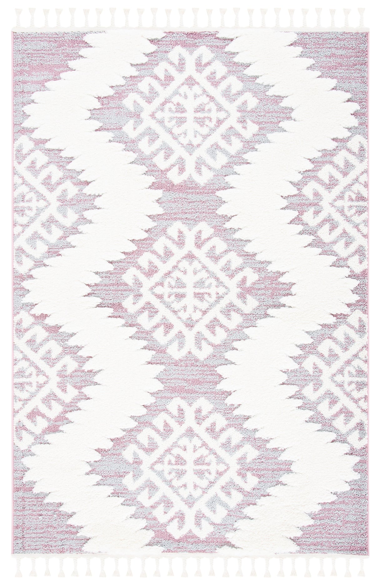 Safavieh Moroccan Tassel Shag Mts652U Pink/Ivory Rugs.